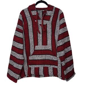Mexican Baja Hoodie Sweater red and gray unisex